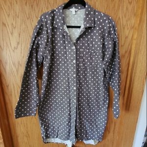 Charter Club Flannel nightshirt grey polkadot super soft